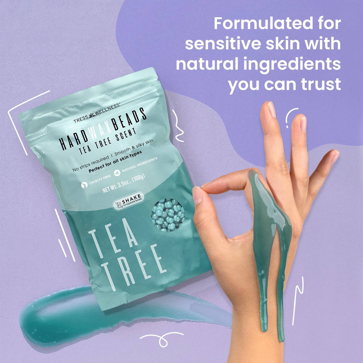 Black Waxing Kit At-Home Hair Removal with Silicone Bowl Salon-Quality Hard Wax for Men & Women