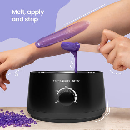 Black Waxing Kit At-Home Hair Removal with Silicone Bowl Salon-Quality Hard Wax for Men & Women