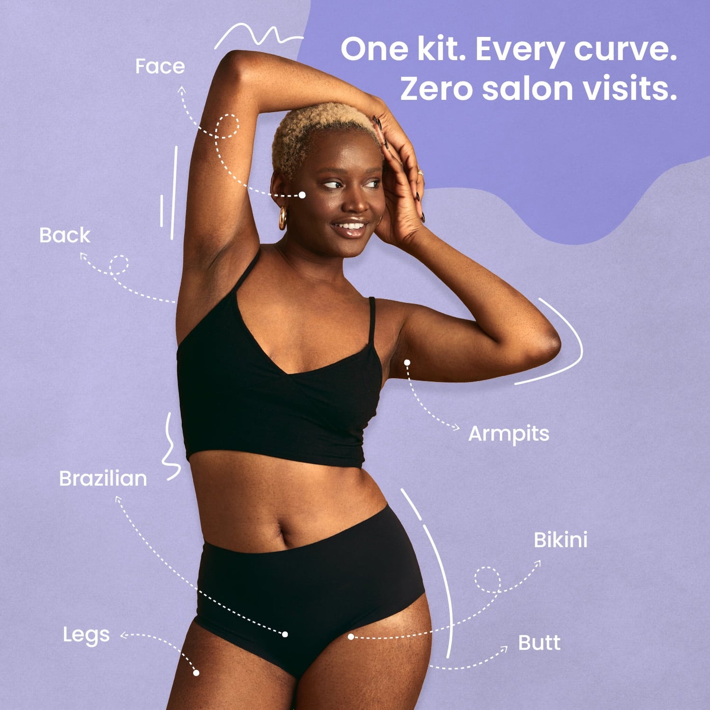 Black Waxing Kit At-Home Hair Removal with Silicone Bowl Salon-Quality Hard Wax for Men & Women