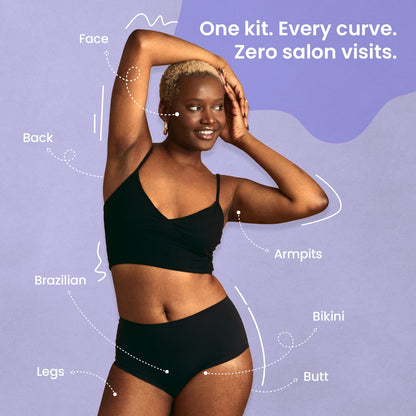 Black Waxing Kit At-Home Hair Removal with Silicone Bowl Salon-Quality Hard Wax for Men & Women